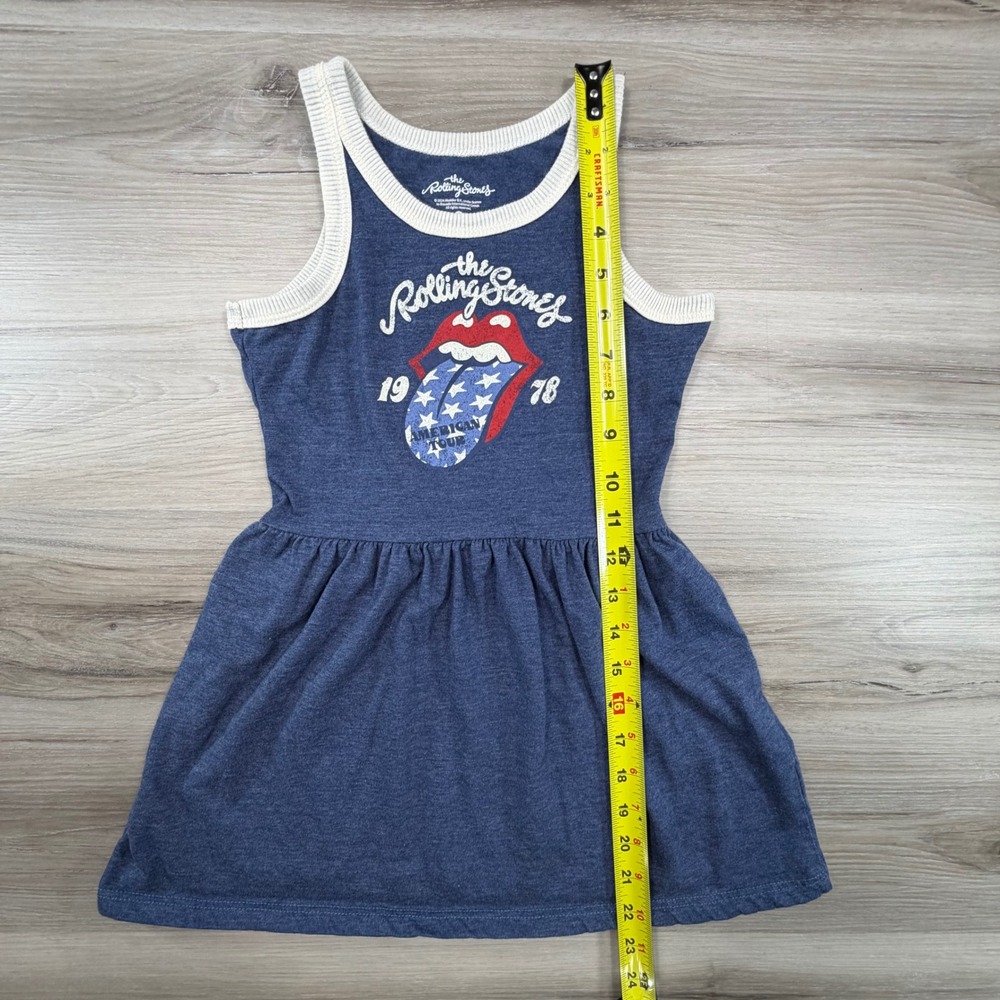 The Rolling Stones Girls Blue 1978 American Tour Graphic Ringer Dress Size 6/6X - Picture 7 of 9